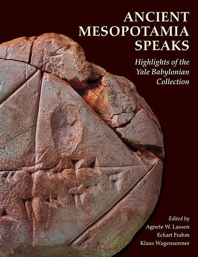 Dark brown book cover with photograph of a round reddish clay tablet with deep lines and wedge-shaped marks